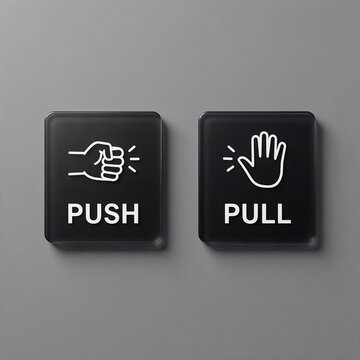 Modern black push pull signs 