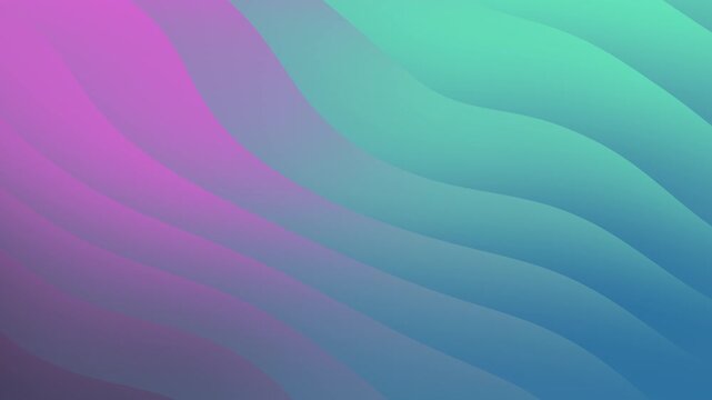 ピンクとエメラルドグリーンの滑らかなグラデーションと波柄のシームレスループ動画素材 / Smooth pink and emerald green gradient wave seamless loop background