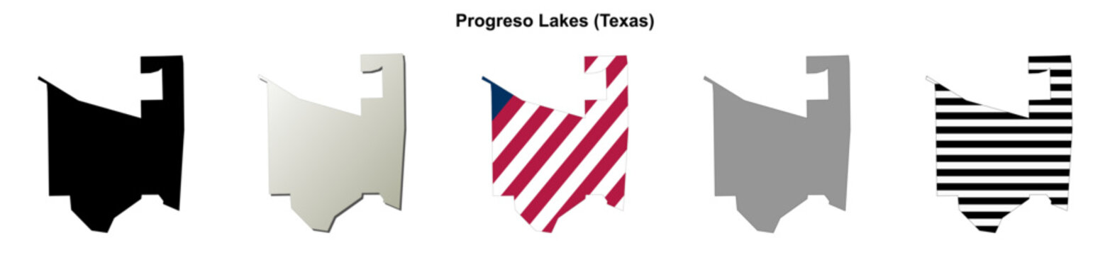Progreso Lakes (Texas) blank outline map set