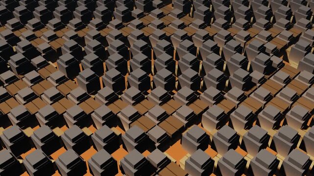3D geometric cubes waving motion background animation loop