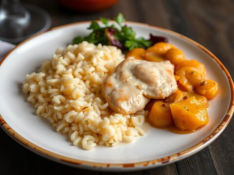 Plate of refeicao prato feito with arroz batata palha and strogonoff de frango), strogonoff, frango