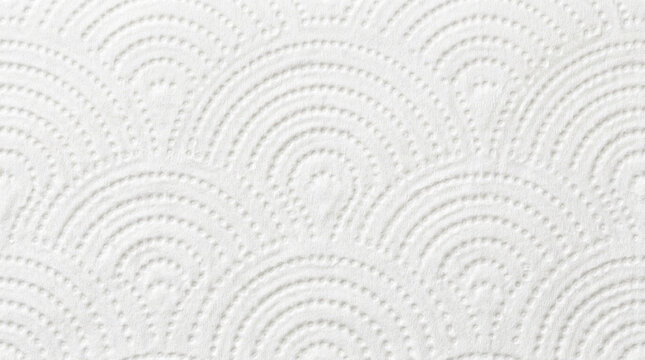 Clean white paper towel macro texture showing embossed decorative scallop pattern
