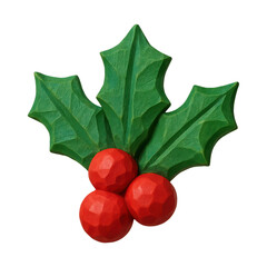Obraz premium PNG Festive holly leaves and berries