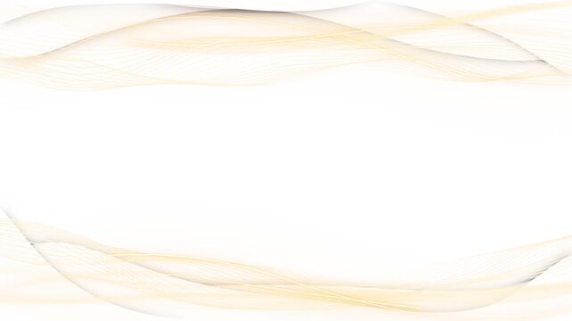 Minimal cream ribbons golden strands sweep white background, leaving central copy space. premium advertising, elegant announcements, wellbeing promotions, fashion ceremony slideshows, graceful openers