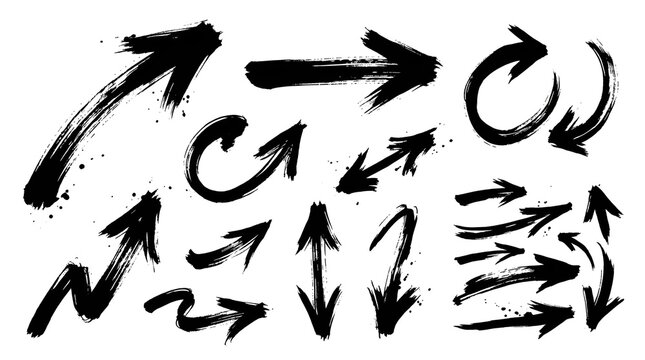 Hand Drawn Black Arrows and Direction Symbols Collection