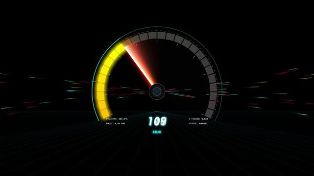 Digital Speedometer HUD Futuristic Dashboard Vector Illustration