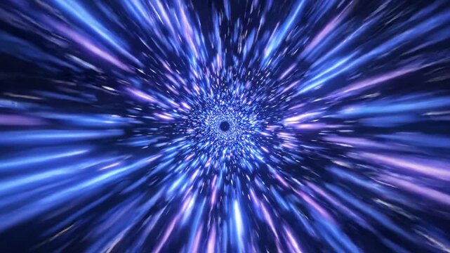 Abstract blue light speed motion tunnel in outer space