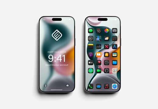Two Isolated and Editable Modern Smartphone Mockup

