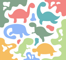 Pastel Color Paper Cutout Dinosaur Set Illustration © kazanma73