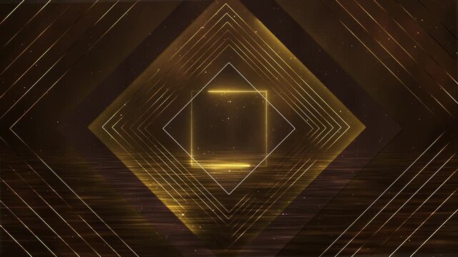 Elegant golden lines square tunnel warm sparkles chocolate tones. polished backdrop luxury advertising, product reveals, anniversary graphics, wedding films, gala displays sophisticated logo intros.