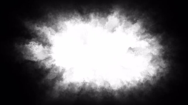 Abstract White Smoke Explosion on Black Background.