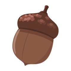 Digital illustration of a single brown acorn featuring a textured, bumpy cap and a smooth, glossy nut body. © Ammar Bilal