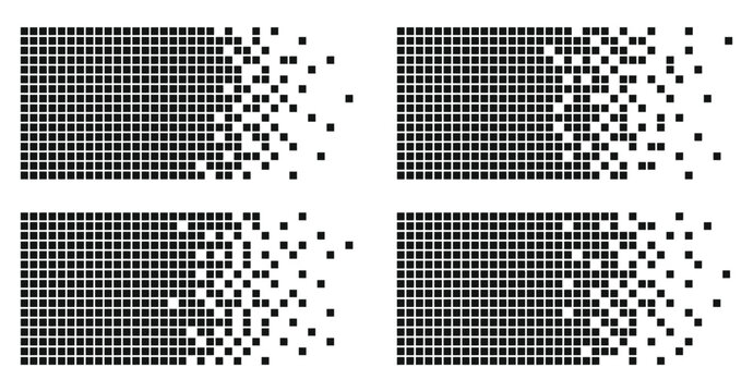 Pixel dispersion effect illustration showcasing pixel, grid, square, matrix, scatter, particle, abstract, design, and vector