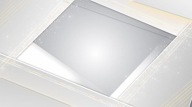 Pure frame combines gray panels, golden accents glitter open center. Ideal for premium advertising, announcements, beauty products, fashion promotions, celebration awards sophisticated logo reveals.