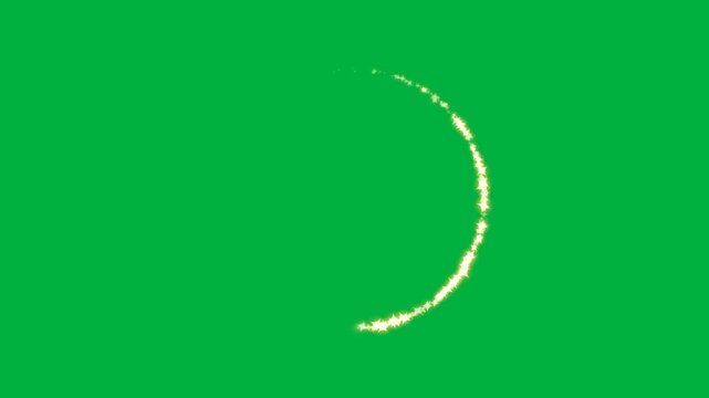 Shining celestial orbit ring golden glitter star particles twinkling on green screen chroma key background, luxury award event magic stardust circular frame video 4k