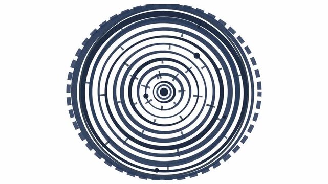 Hand crafted animated concentric circles draw in blue and cyan on a clean light background. Seamless looping 4K motion graphics video with free space for text, ideal for branding, social media content