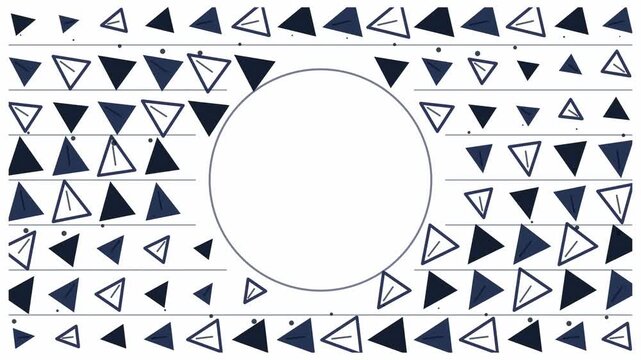 Hand crafted animated triangle pattern tile in blue and cyan on a clean light background. Seamless looping 4K motion graphics video with free space for text, ideal for branding, social media content a