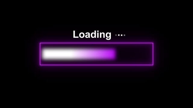 Loading bar animation tracks a white progress indicator on dark. Software buffering updates on this loading bar animation. Interface waiting verification runs on loading bar.