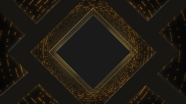 Golden dotted waves square opening matte black layers. Sophisticated luxury advertising, corporate honors, wedding films, jewelry promotions, concert visuals, logo intros and upscale event displays.
