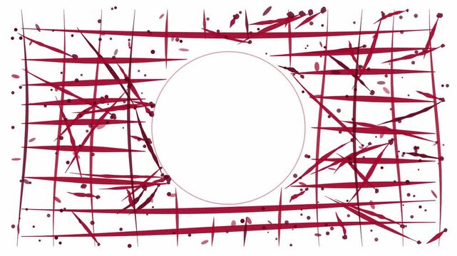 Hand crafted animated scratches surface marks in coral and magenta on a clean light background. Seamless looping 4K motion graphics video with free space for text, ideal for branding, social media con