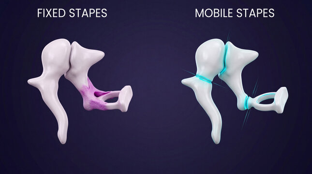 Otosclerosis Fixed Stapes versus Mobile Auditory Ossicles 3D Visual