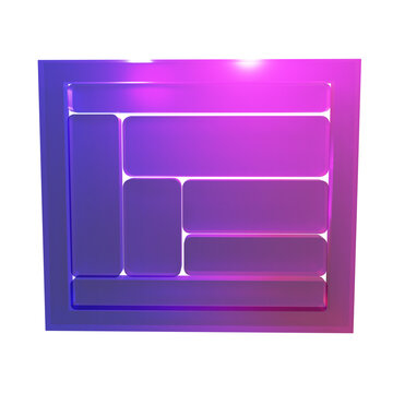 Purple Gradient Glassmorphism Modular UI Grid Frame Isolated on PNG