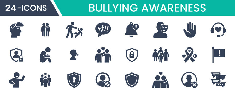 Bullying awareness fill icon pack design Vector illustration