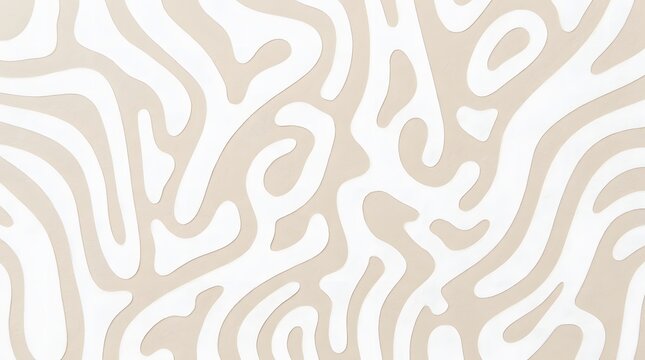 Minimal abstract pattern of soft flowing curves and organic shapes in neutral cream and beige tones.