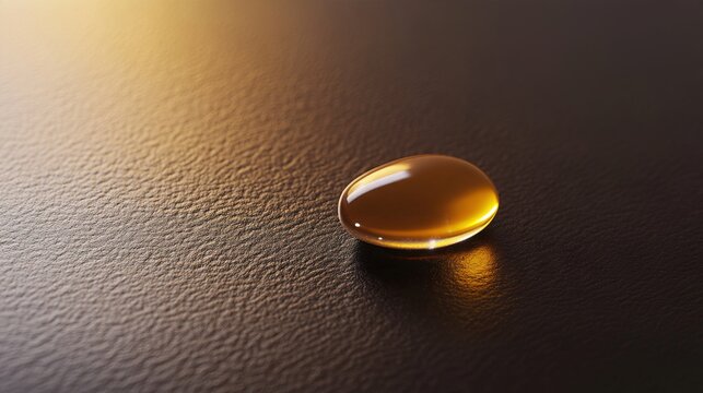 negative. A single golden amber droplet on a dark brown textured surface with soft warm lighting. bar promotions, beverage menus, designed for product packaging and bar promotions.