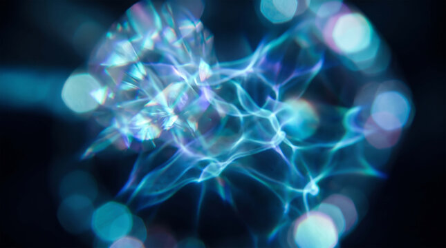 Glass Prism Light Refraction With Soft Bokeh Highlights Background