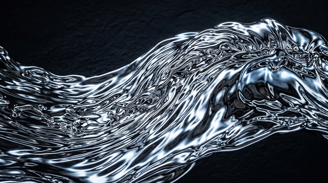 Liquid Mercury Wave Texture With Reflective Metallic Fluid Surface