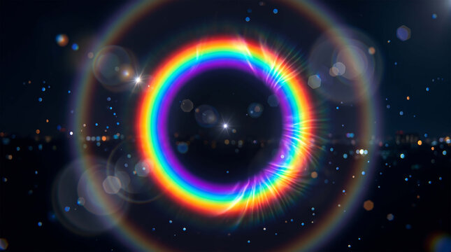 Optical Flare Ring Wave With Colorful Glowing Circular Energy
