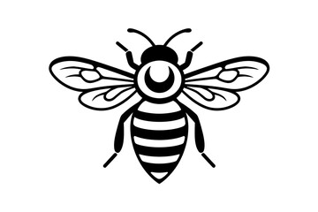 Fototapeta premium Simple black outlined bee with round eyes