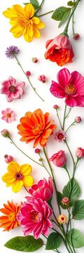 A symphony of shapes and textures combines to create a visually stunning floral composition against the pure white background, shapes, floral