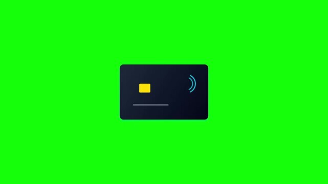 Digital contactless payment card icon animation isolated on a bright green background