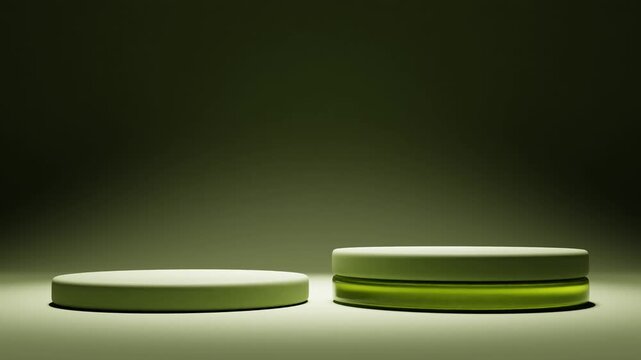 3d rendering animation of green podium platform for product showcase and advertising