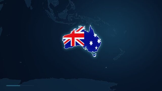 Modern Tech Navigation Display Marking Geographic Coordinates And Location Icon For Sydney Australia.