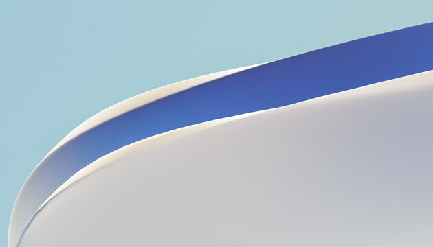 Abstract render of smooth white and blue curved shapes