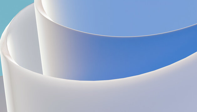 Abstract digital render with smooth curved white shapes