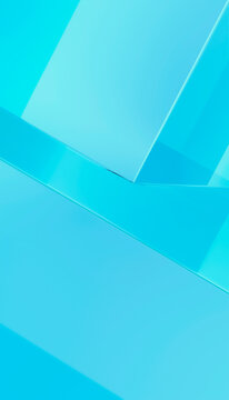 Abstract blue geometric render background with transparent glass
