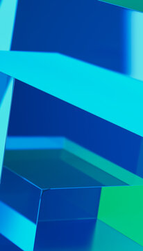 Abstract 3d blue and green geometric render background