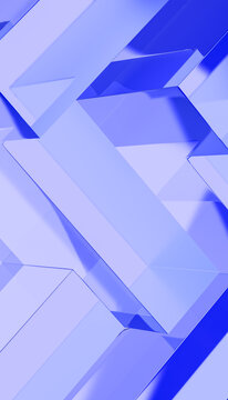 Abstract 3d render of transparent blue geometric shapes