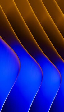 Abstract blue and orange curved wave pattern render background
