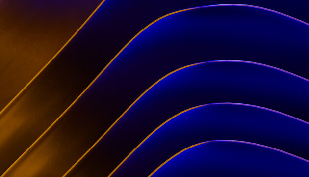 Abstract render of flowing curved blue and yellow waves