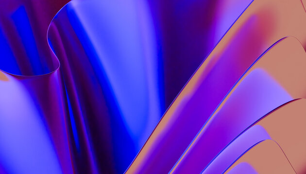 Abstract smooth curved shapes in vibrant digital render background