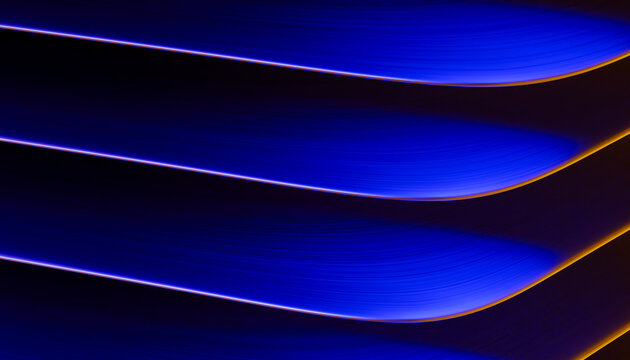 Abstract flowing blue and orange digital curves render