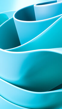 Blue abstract curved shapes with flowing wave pattern design