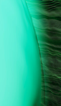 Green abstract design with curved shape and wavy lines pattern
