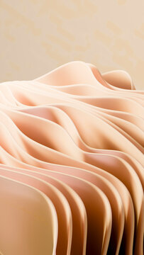 Abstract smooth beige folds create a flowing wave pattern with gentle