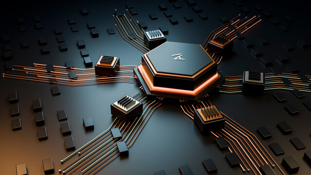 Ai chip with connected circuits illustrating advanced technology